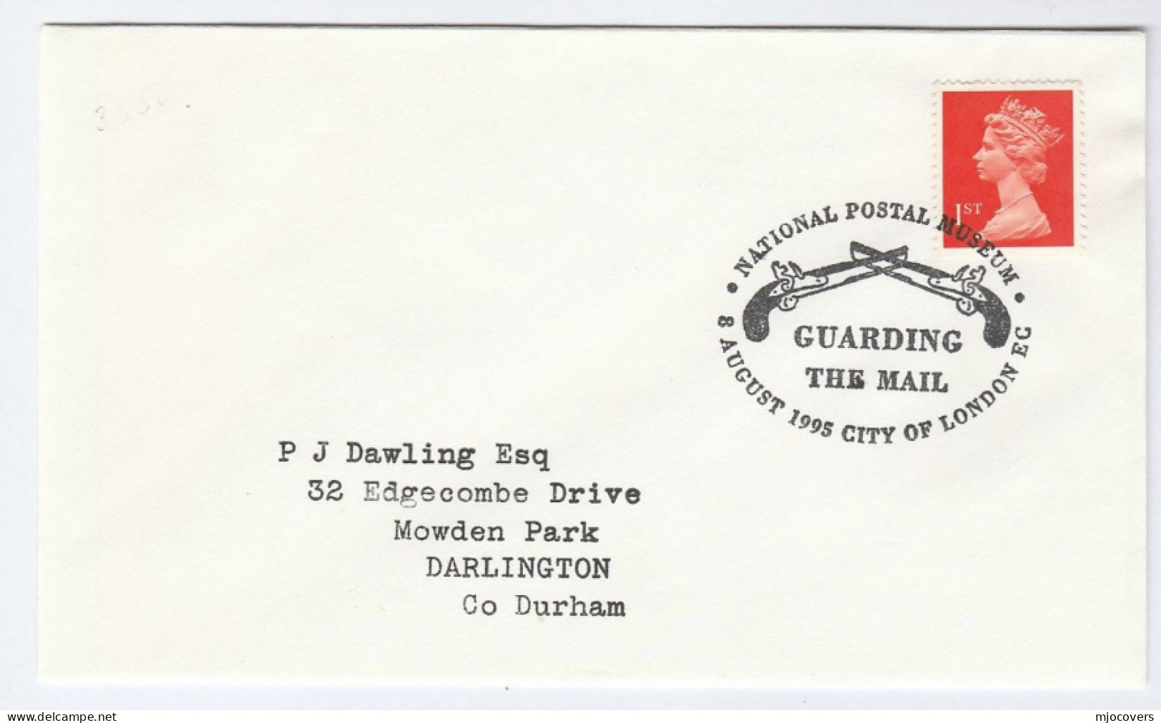 1995 GUNS - DUELING PISTOL - Cover GUARDING The MAIL EVENT  GB Stamps Post Gun - Shooting (Weapons)