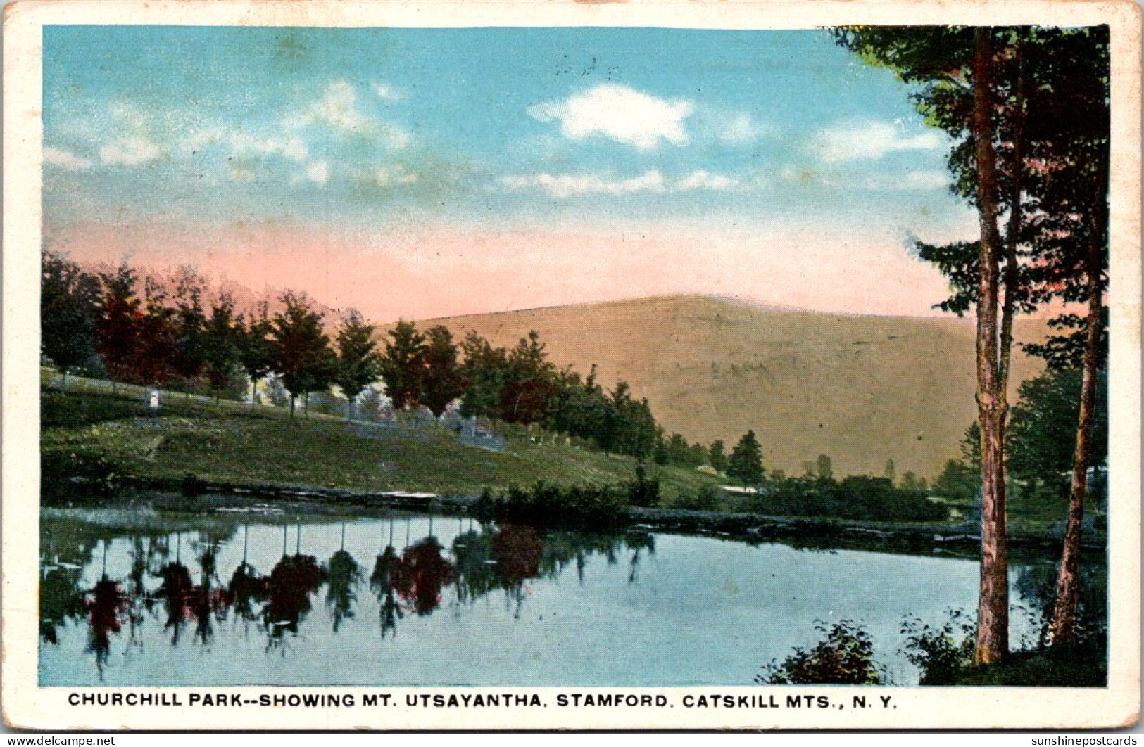 New York Catskills Stamford Churchill Park Showing Mount Utsayantha 1921 - Catskills
