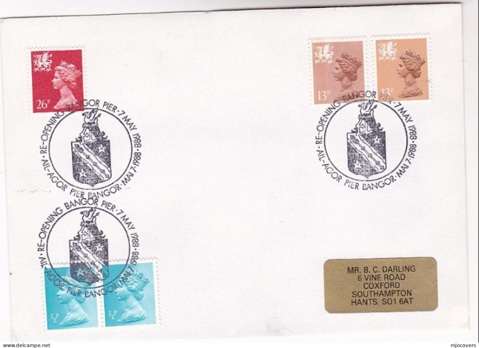 1988 BANGOR PIER Reopens EVENT COVER Dragon Coat Of Arms Wales GB Stamps - Mythologie