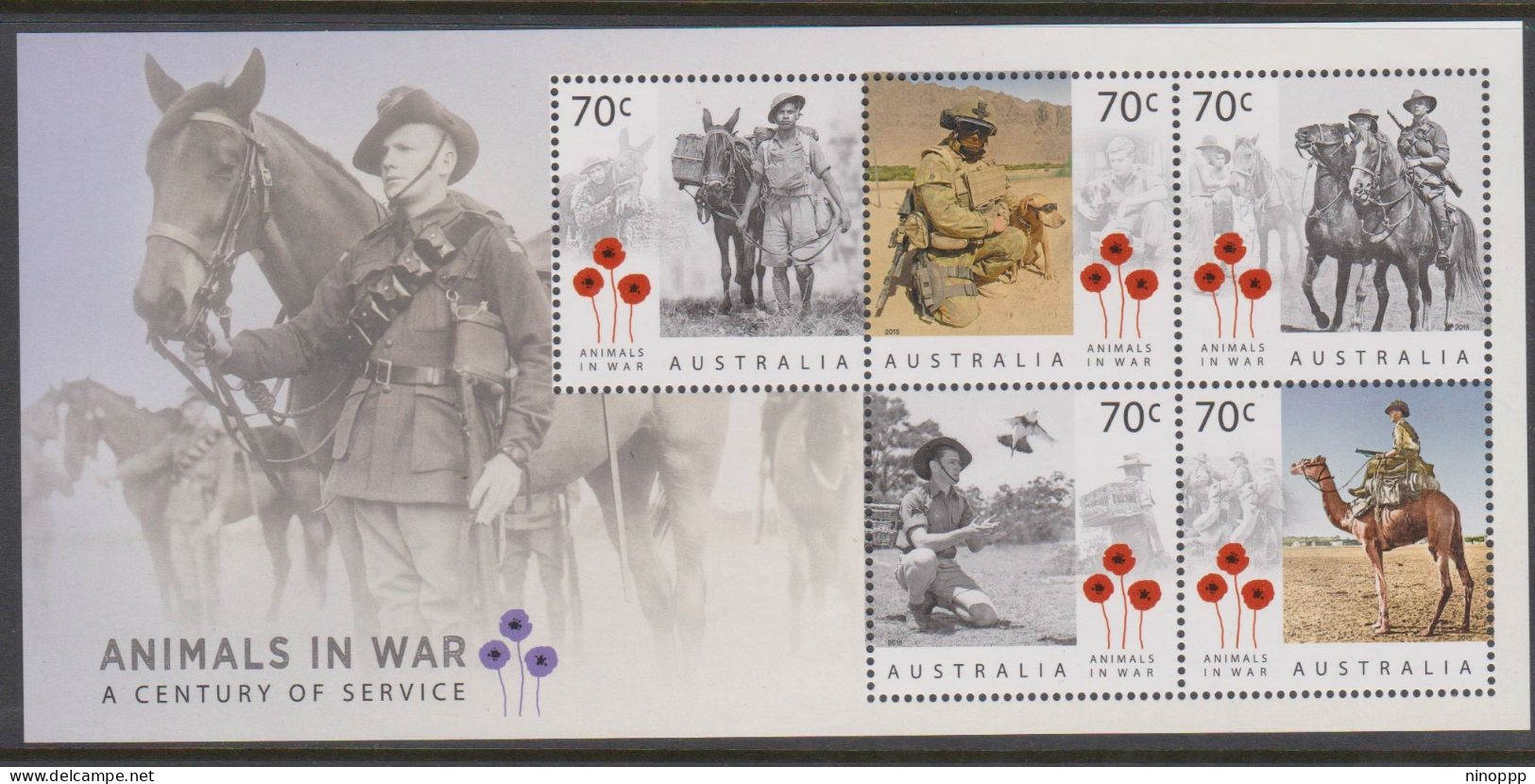 Australia ASC 3351MS 2015 Animals In War, Miniature Sheet,mint Never Hinged - Mint Stamps
