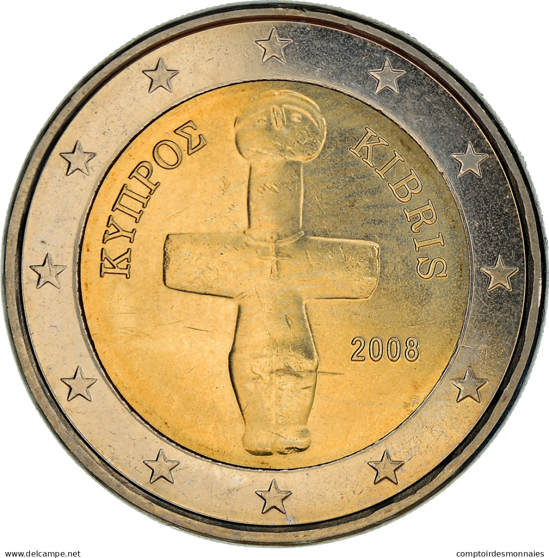 Chypre, 2 Euro, 2008, SPL, Bi-Metallic, KM:85 - Cipro