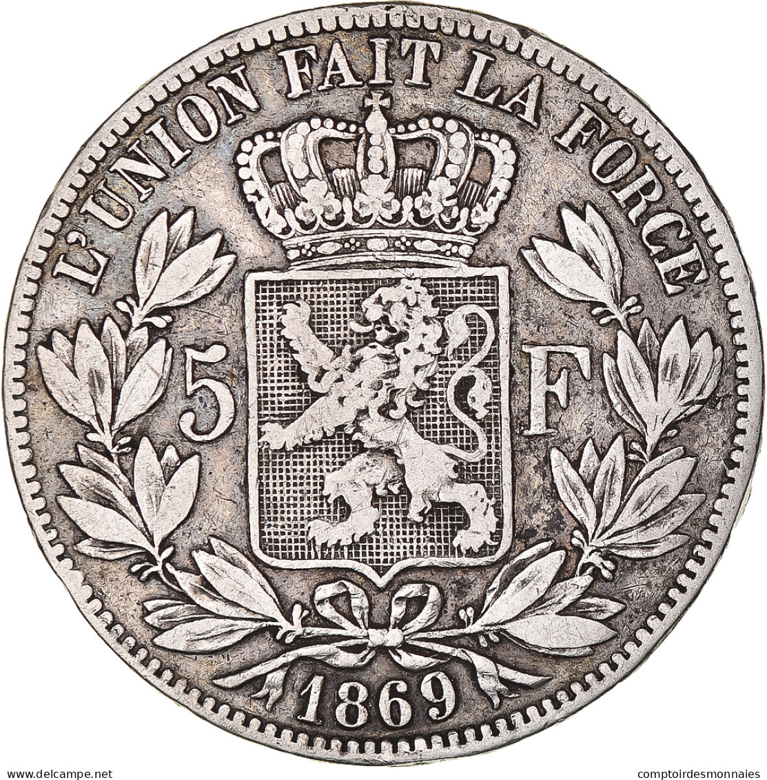 Monnaie, Belgique, Leopold II, 5 Francs, 5 Frank, 1869, TB+, Argent, KM:24 - 5 Francs