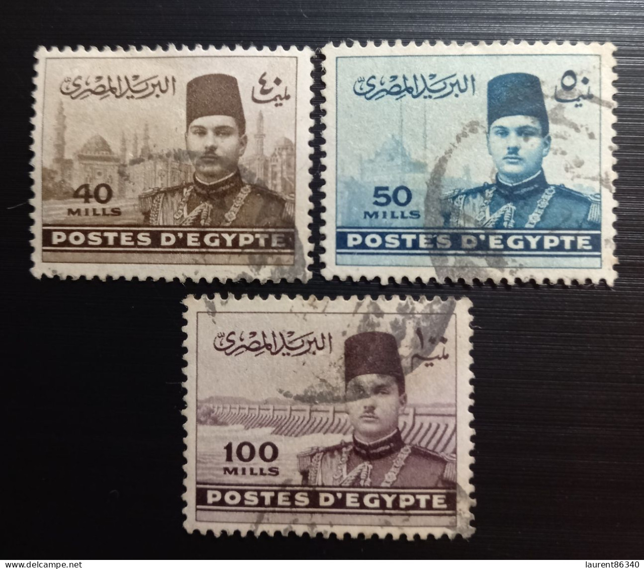 Egypte 1939 -1946 King Farouk, 1920-1965 And Pyramids – 40, 50 & 100M Used - Usados