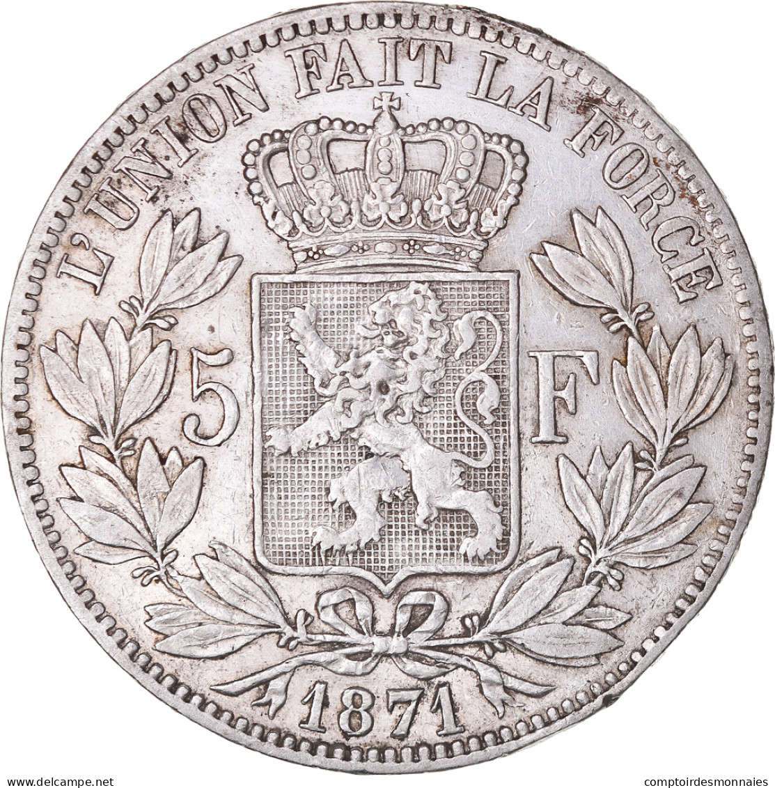 Monnaie, Belgique, Leopold II, 5 Francs, 5 Frank, 1871, TTB, Argent, KM:24 - 5 Frank