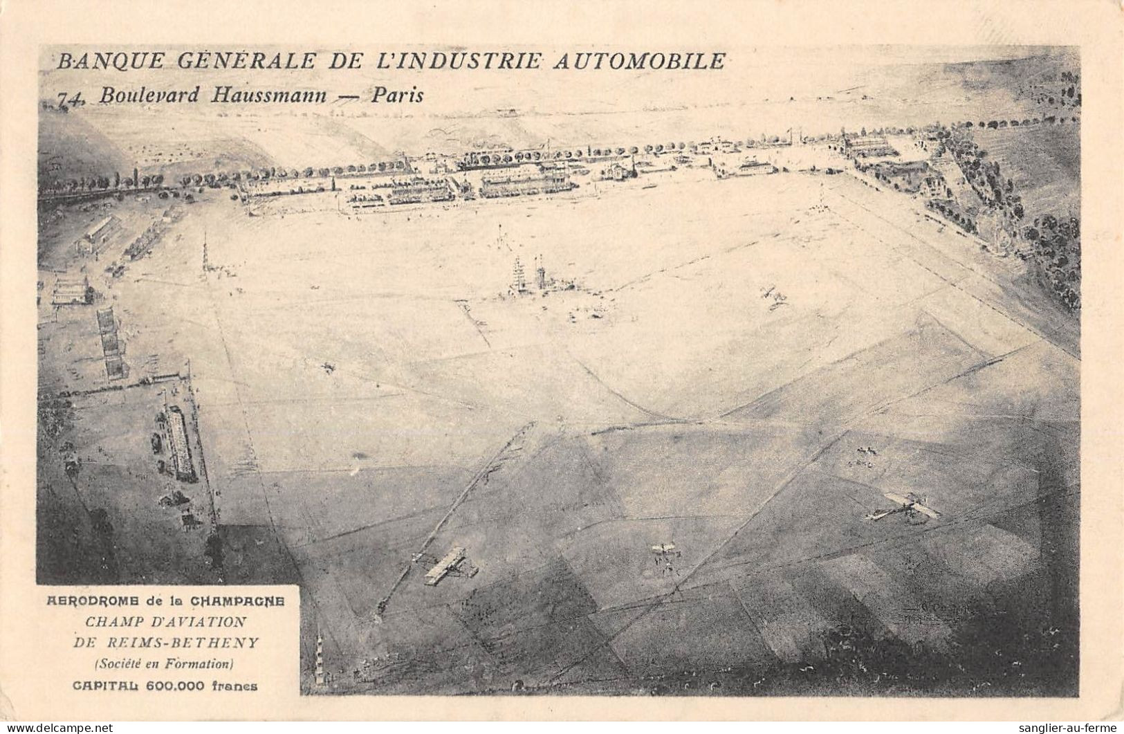 CPA 51 AERODROME DE BETHENY REIMS / BANQUE GENERALE DE L'INDUSTRIE AUTOMOBILE - Reims