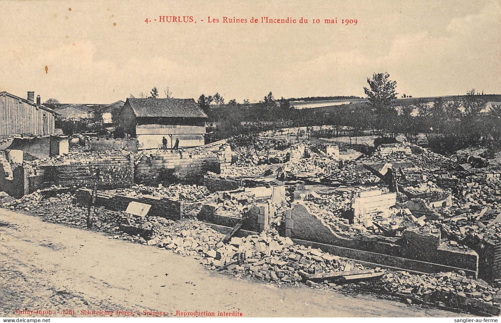 CPA 51 HURLUS / LES RUINES DE L'INCENDIE  DU 10 MAI 1909 - Andere & Zonder Classificatie