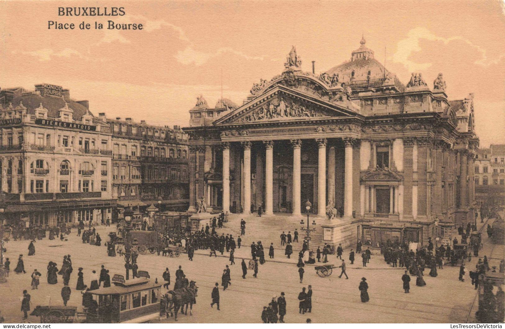 BELGIQUE - Bruxelles - Place De La Bourse - Animé - Carte Postale Ancienne - Squares