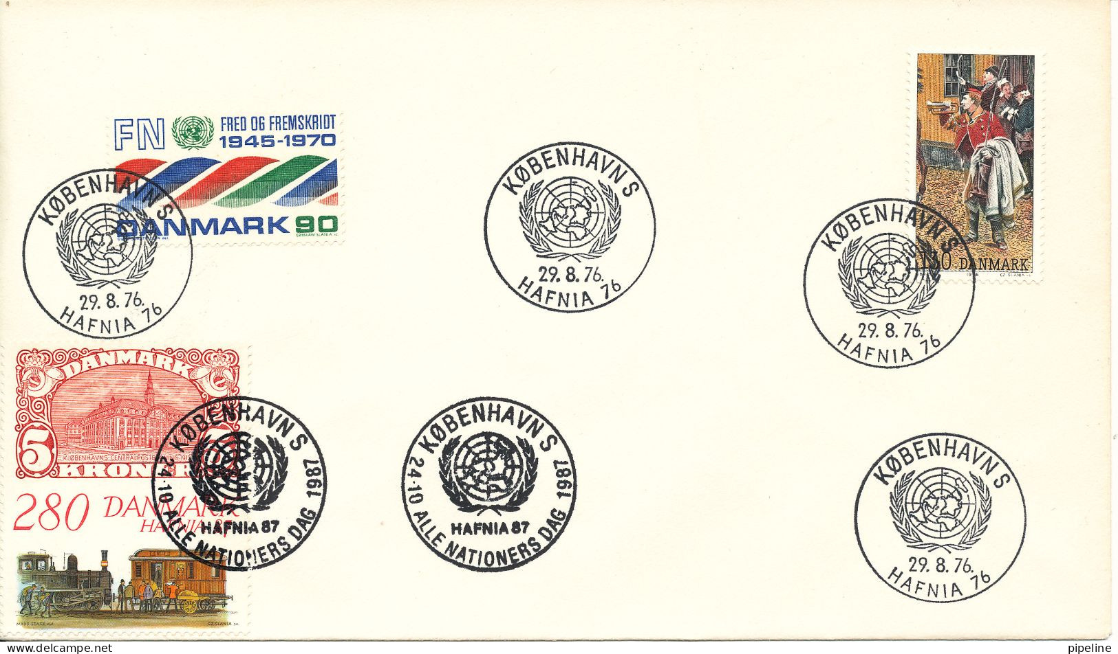 Denmark Cover Hafnia 76 With 3 Different Stamps And And 2 Different Postmarks - Covers & Documents