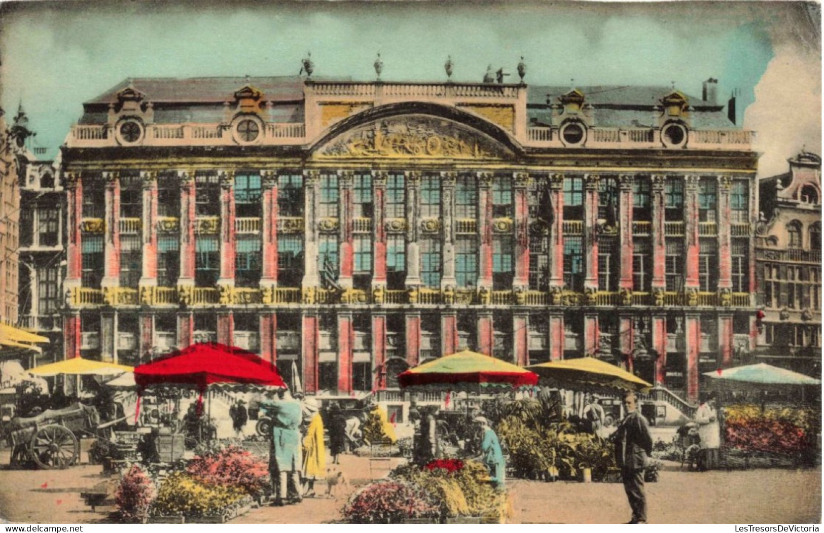 BELGIQUE - Bruxelles - La Grand'Place Et Marché Aux Fleurs - Colorisé - Carte Postale Ancienne - Plätze