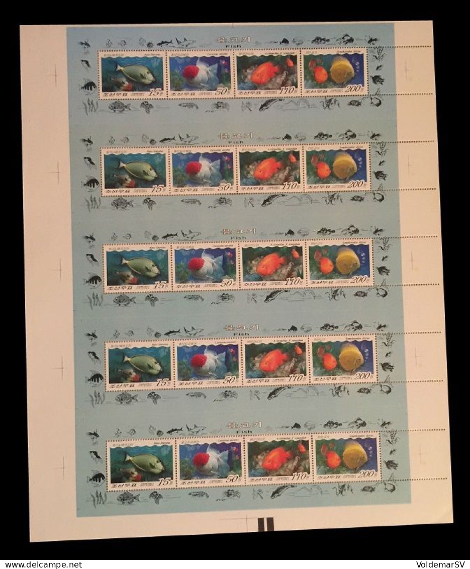 North Korea 2007 Mih. 5227/30 Fauna. Fishes (sheet Of 5 Booklet Sheets) MNH ** - Corée Du Nord