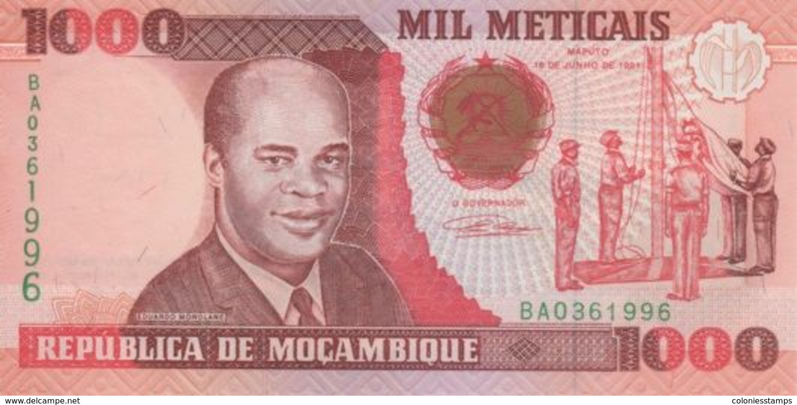 (B0079) MOZAMBIQUE, 1991. 1000 Meticais. P-135. UNC - Mozambique