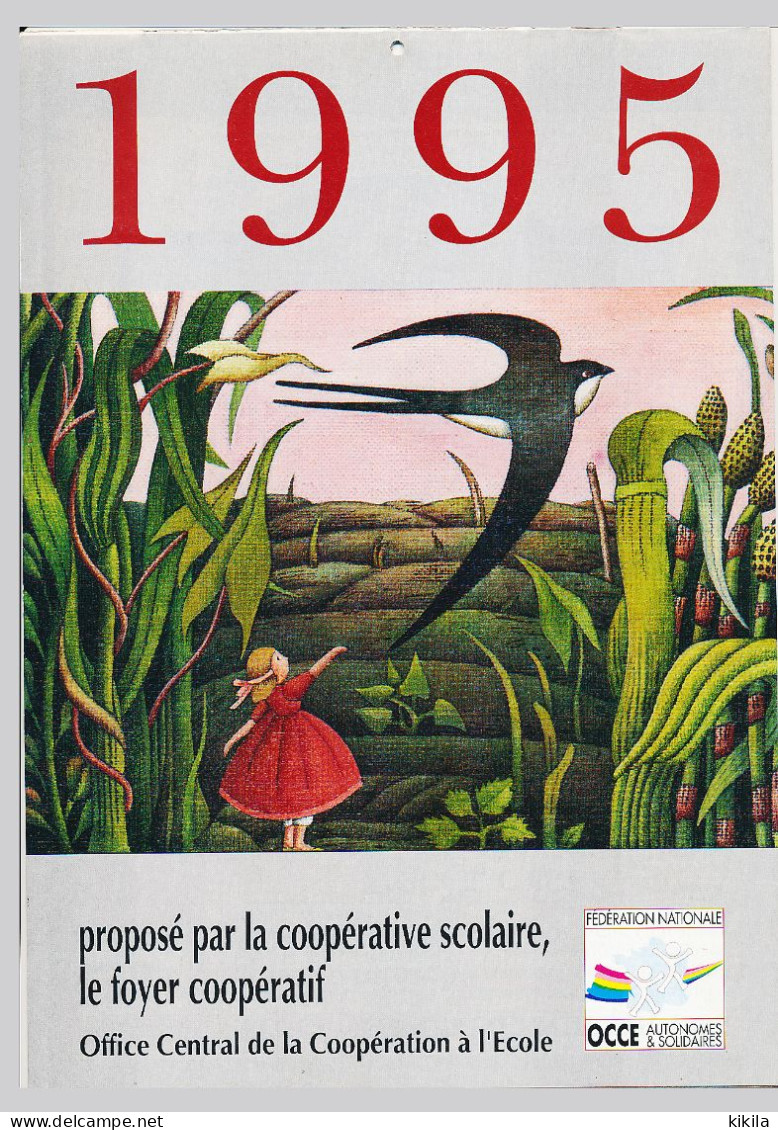 Calendrier Grand Format 1995 Coopérative Scolaire  Foyer Coopératif  Office Central De La Coopération à L'école   * - Grand Format : 1991-00