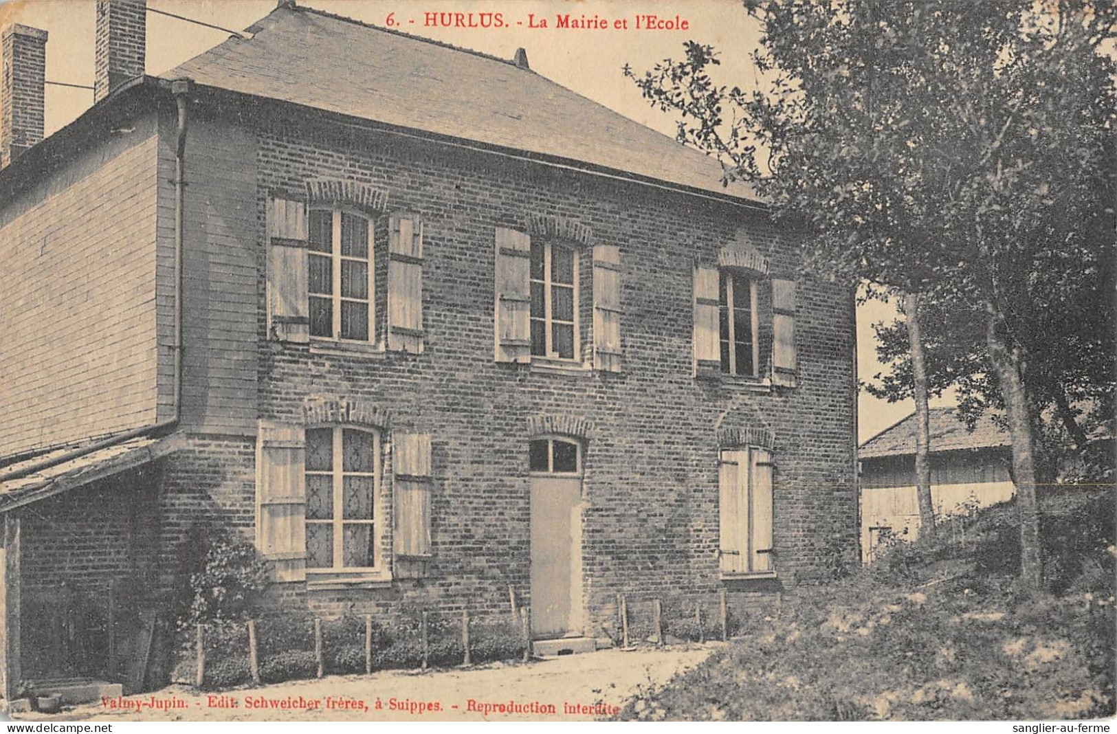 CPA 51 HURLUS / LA MAIRIE ET L'ECOLE / RARE - Andere & Zonder Classificatie