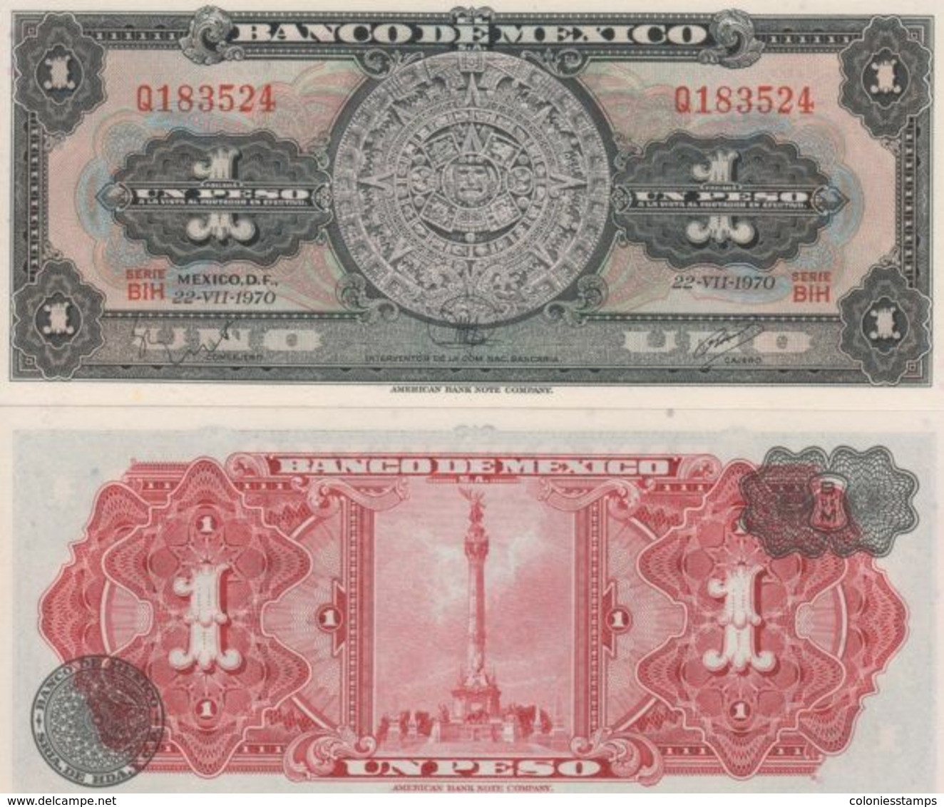 (B0077) MEXICO, 1970. 1 Peso. P-59l. UNC - Mexique