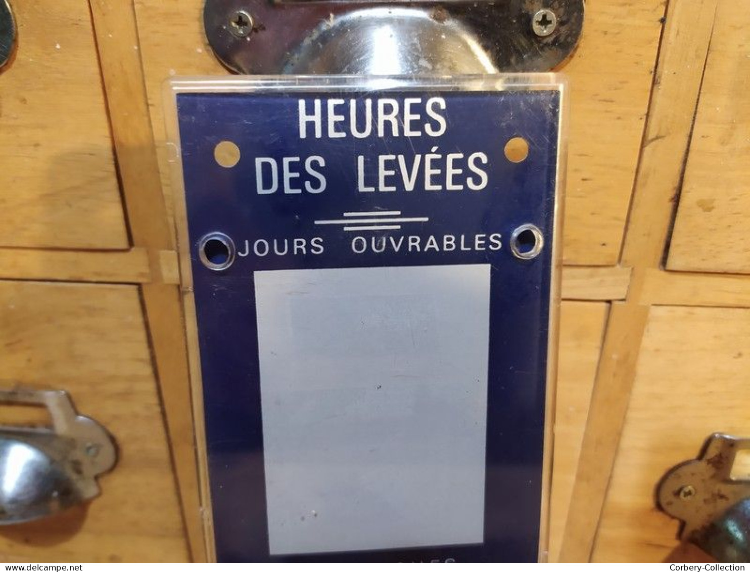 Ancienne Plaque Heures De Levées Poste Boite Aux Lettres PTT Vintage - Otros & Sin Clasificación