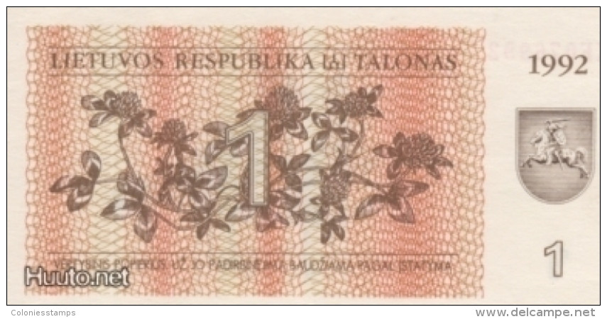 (B0063) LITHUANIA, 1992. 1 Talonas. P-39. UNC - Lituania