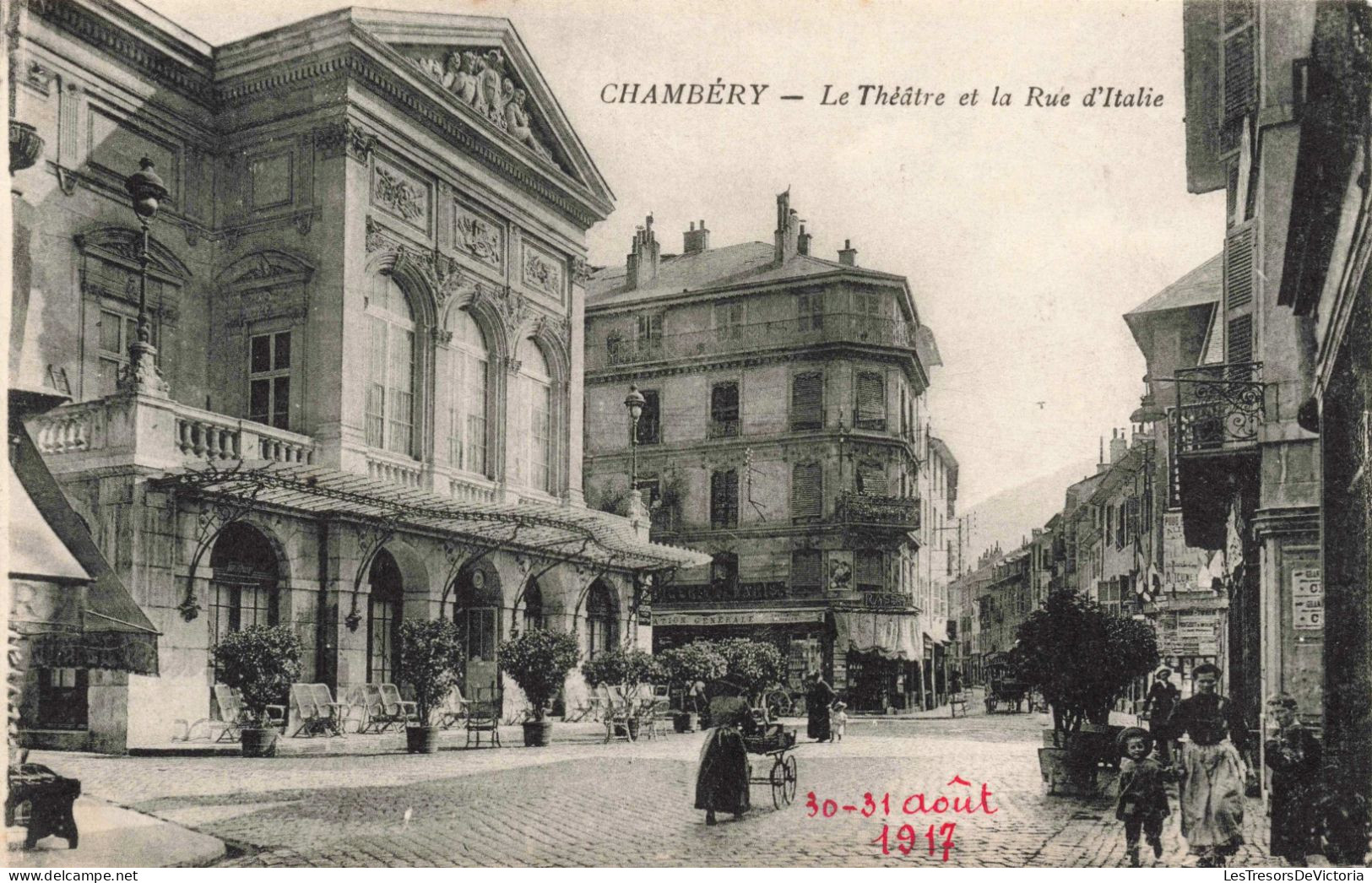 FRANCE - Chambéry - Le Théâtre Et La Rue D'Italie - Animé - Carte Postale Ancienne - Chambery