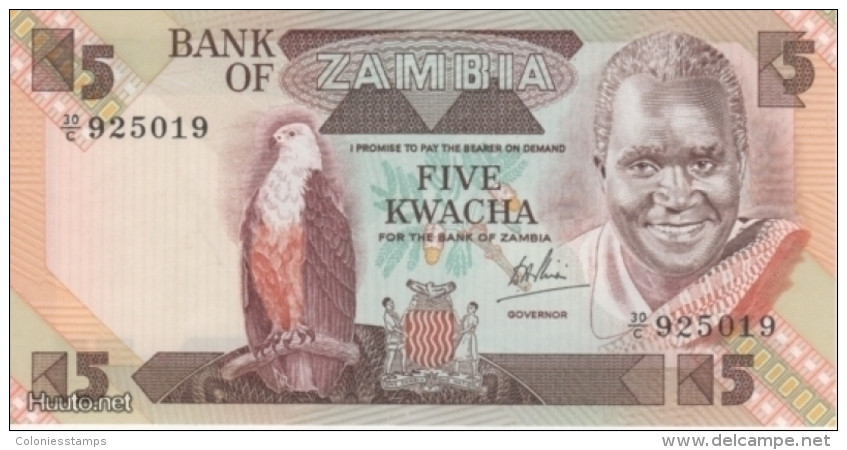 (B0167) ZAMBIA, 1980-1988 (ND). 5 Kwacha. P-25c. UNC - Zambie