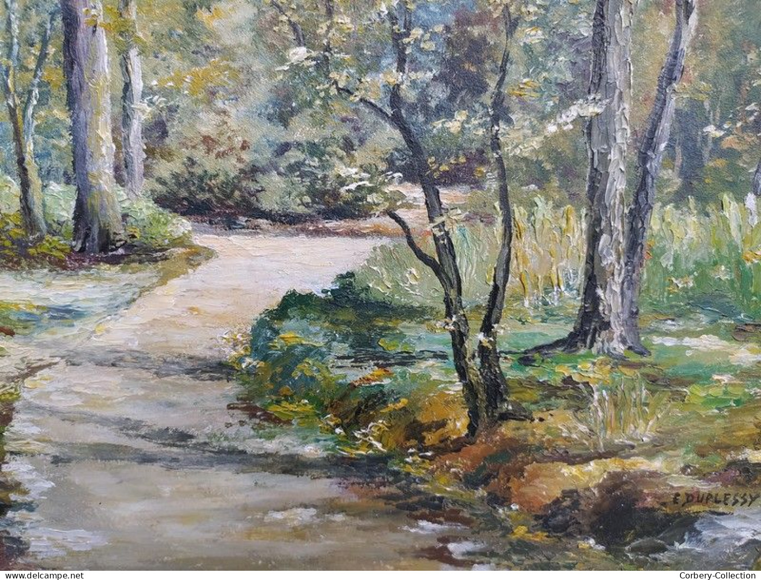 Tableau Paysage Sous-Bois Signé E. Duplessy Cadre Montparnasse.