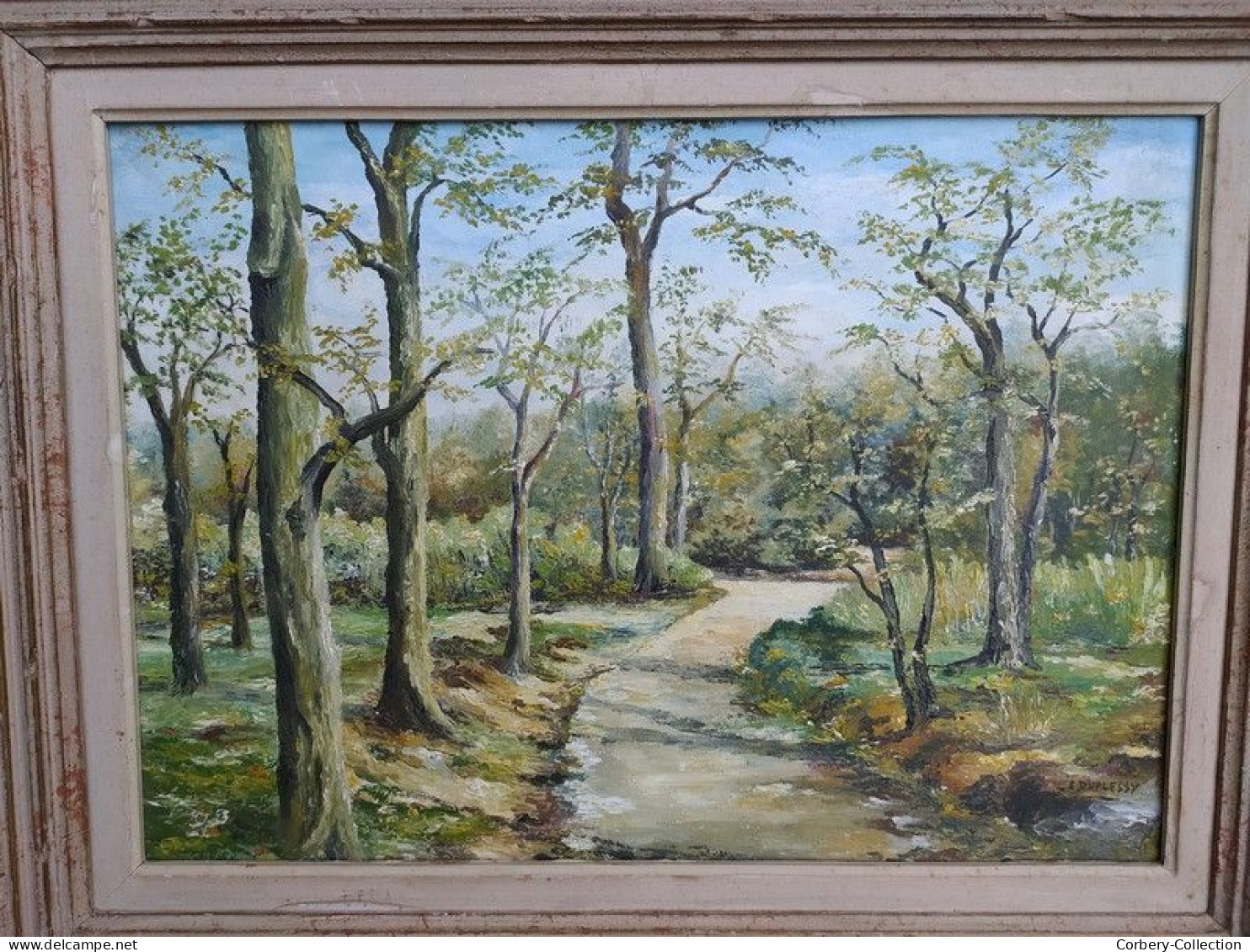 Tableau Paysage Sous-Bois Signé E. Duplessy Cadre Montparnasse.