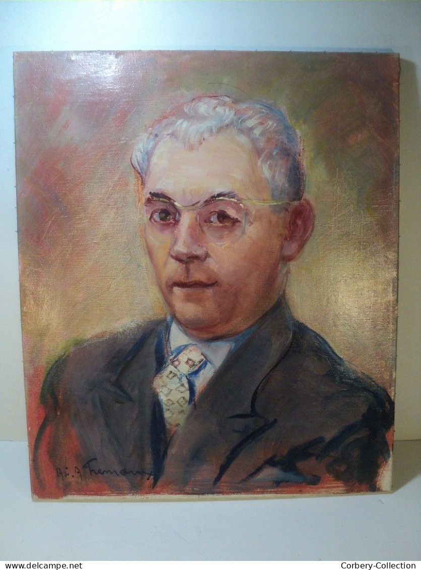 Tableau Portrait D'Homme Notable / Tableau Suisse  Signé A.C.A. FREMAUX - Huiles