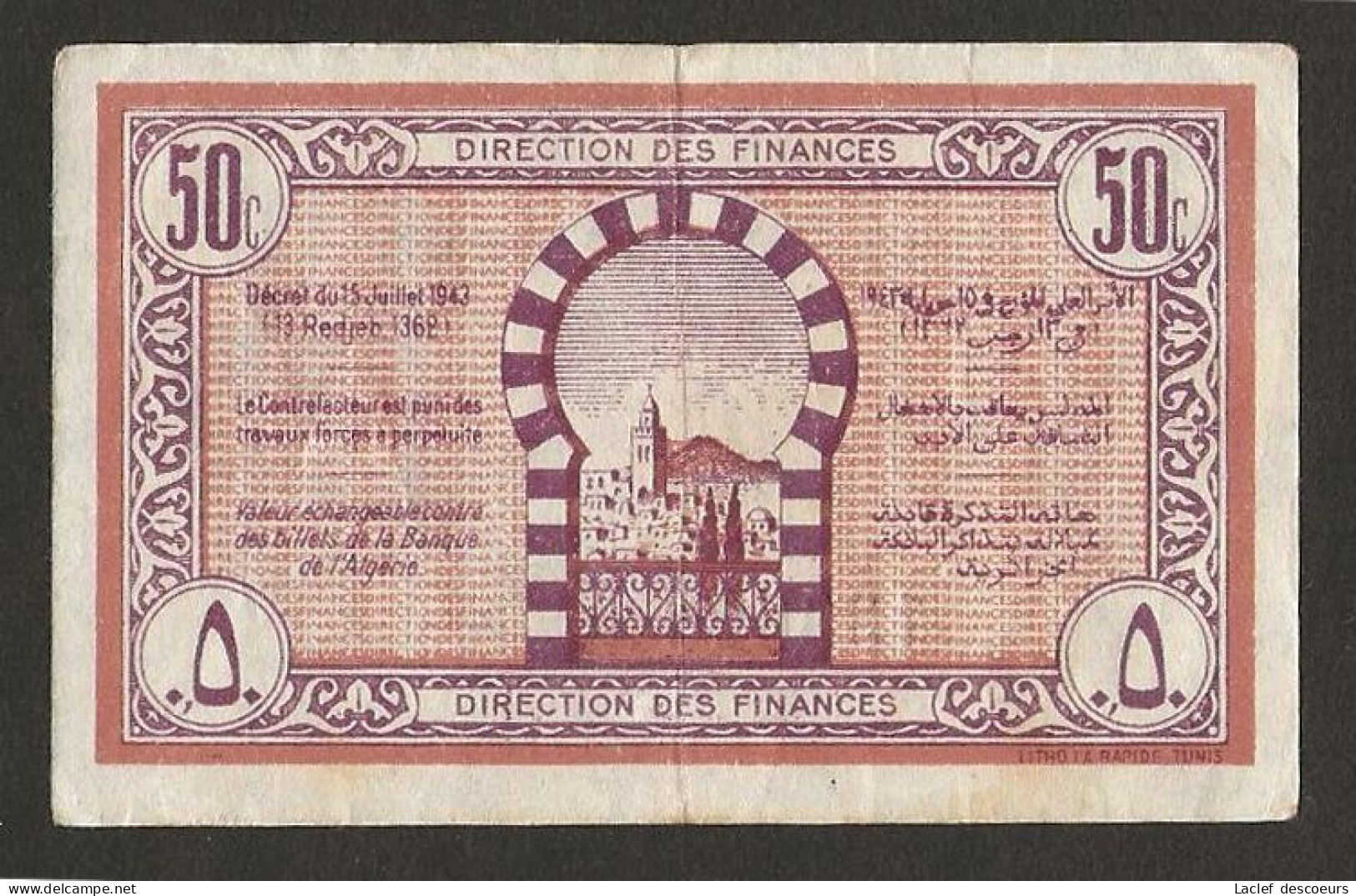 50 Centimes 1943 - Tunisie