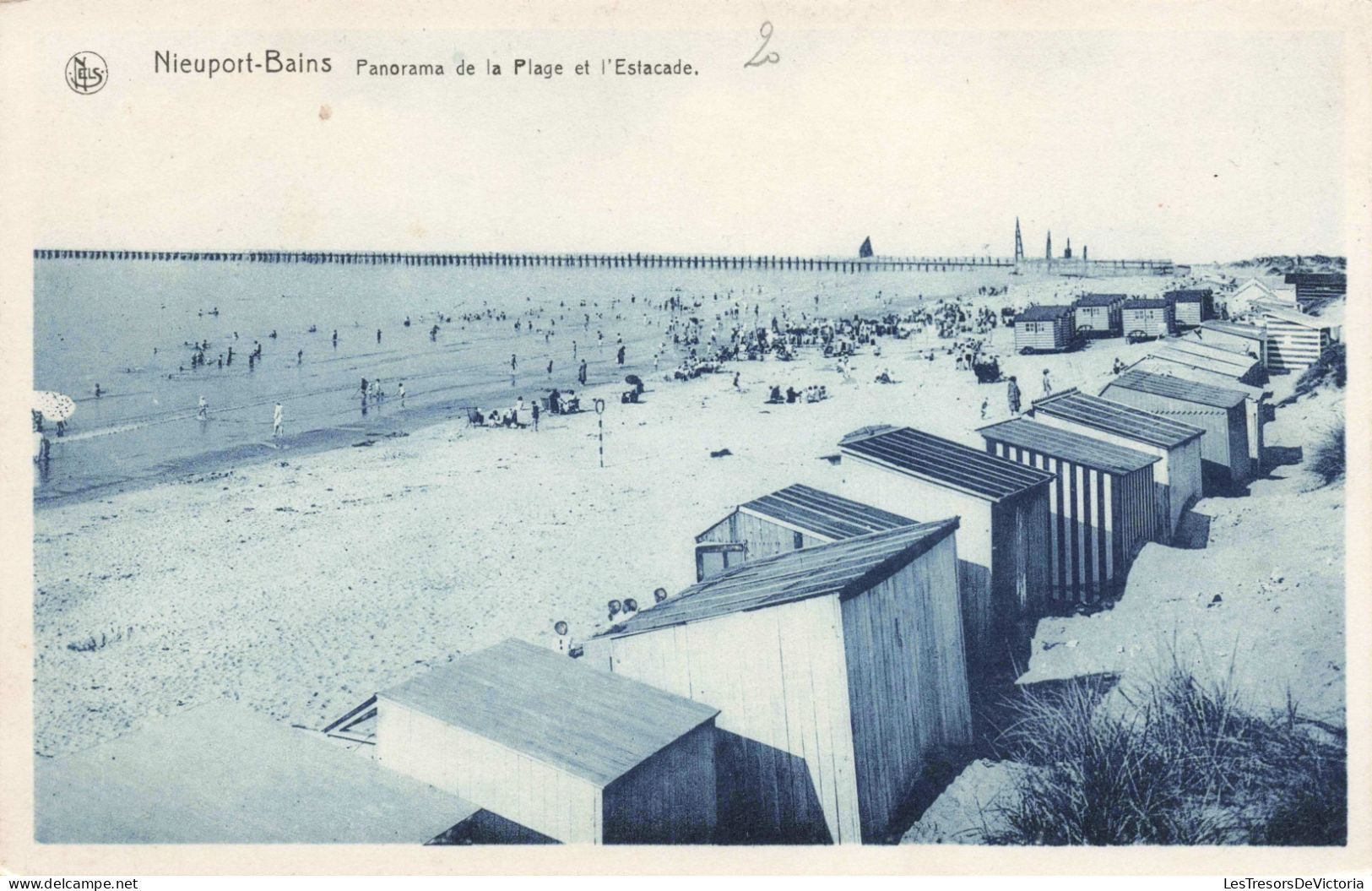 BELGIQUE - Nieuport Bains - Panorama De La Plage Et L'Escalade - Animé - Carte Postale Ancienne - Nieuwpoort