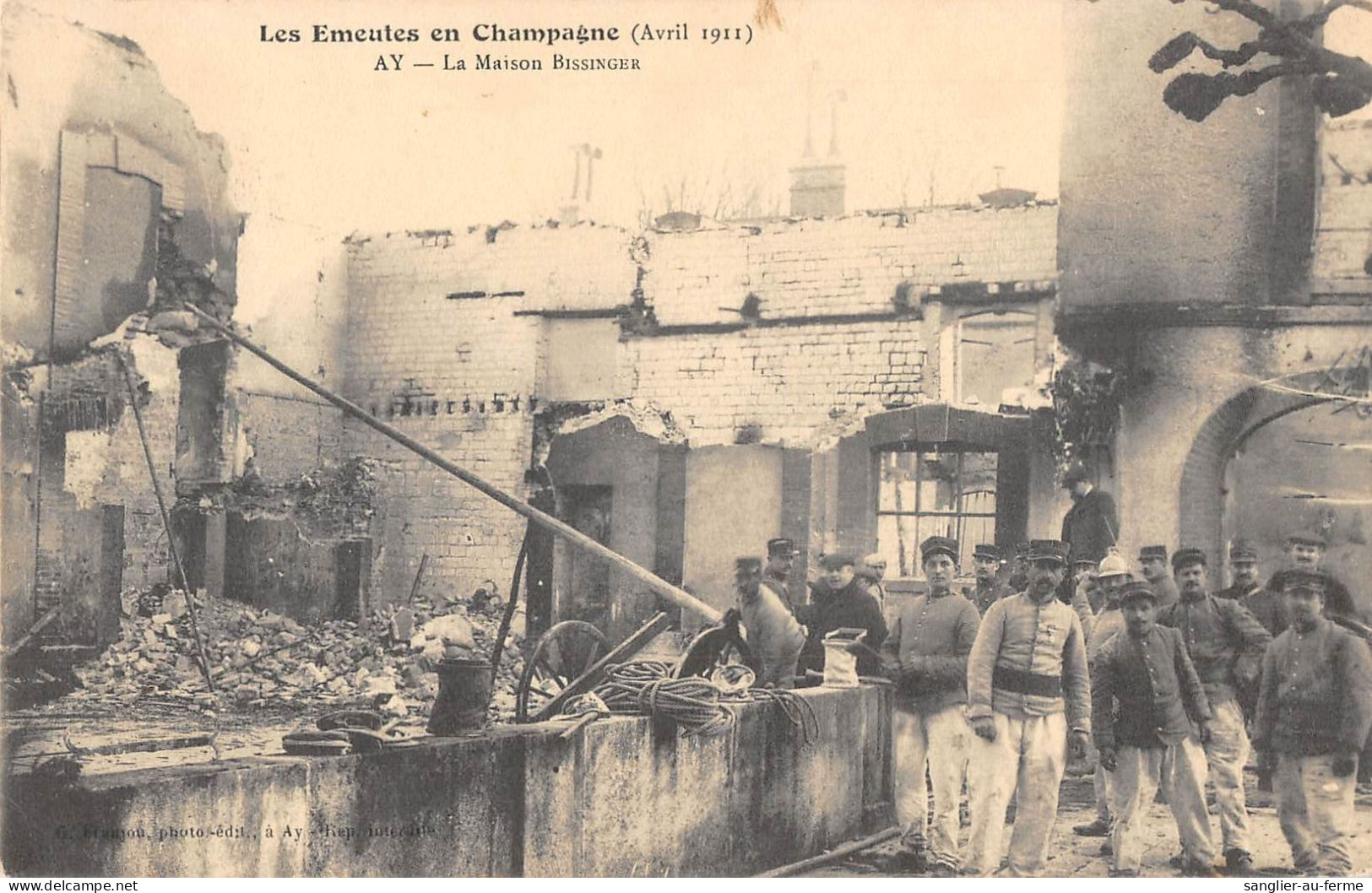 CPA 51 LES EMEUTES EN CHAMPAGNE 1911 / AY / LA MAISON BISSINGER - Ay En Champagne
