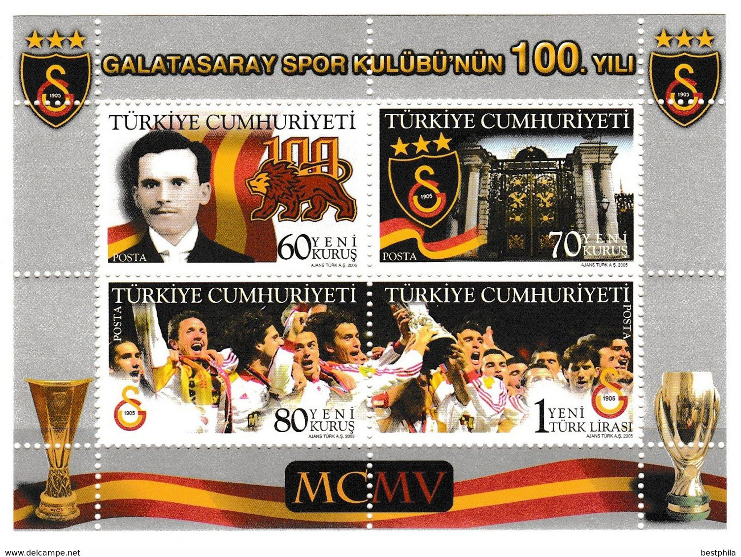 Turkey, Türkei - 2005 - 100th Anniversary Of Galatasaray Sports Clup - 1.Mini S/Sheet ** MNH - Nuovi