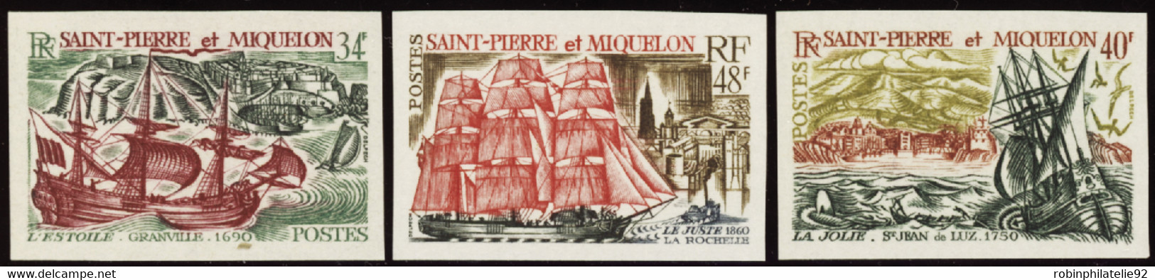 Saint Pierre Et Miquelon Non Dentelés N°395 /397 Bateaux 3 Valeurs Qualité:** - Imperforates, Proofs & Errors