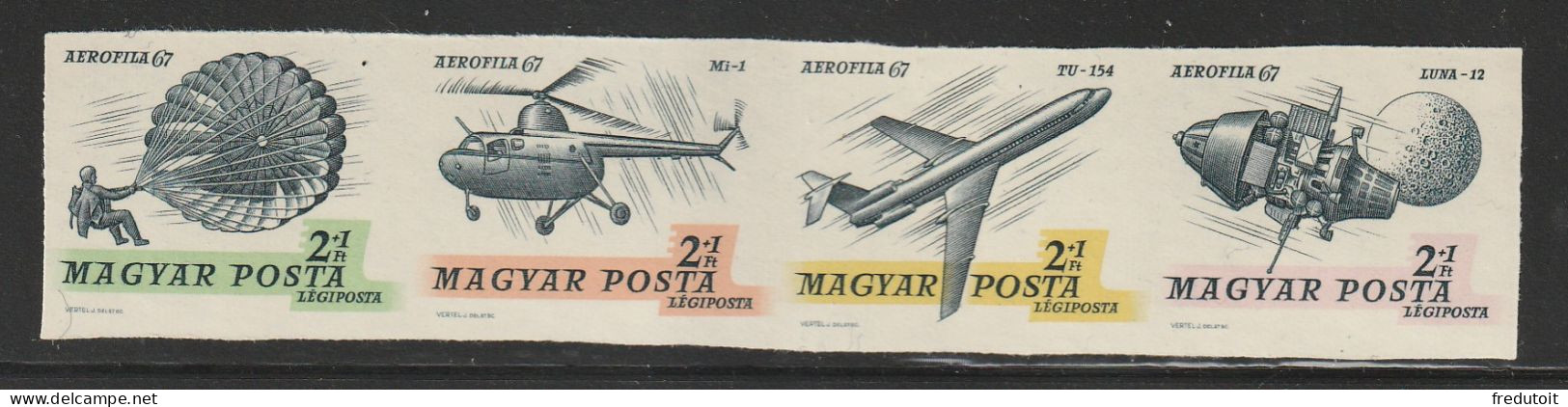 HONGRIE - NON DENTELE - Poste Aérienne N°296/9 ** (1967) "AEROFILA'67" - Unused Stamps