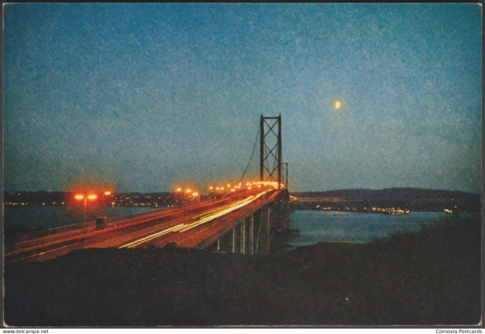 The Forth Road Bridge At Dusk, C.1960s - J Arthur Dixon Postcard - Fife