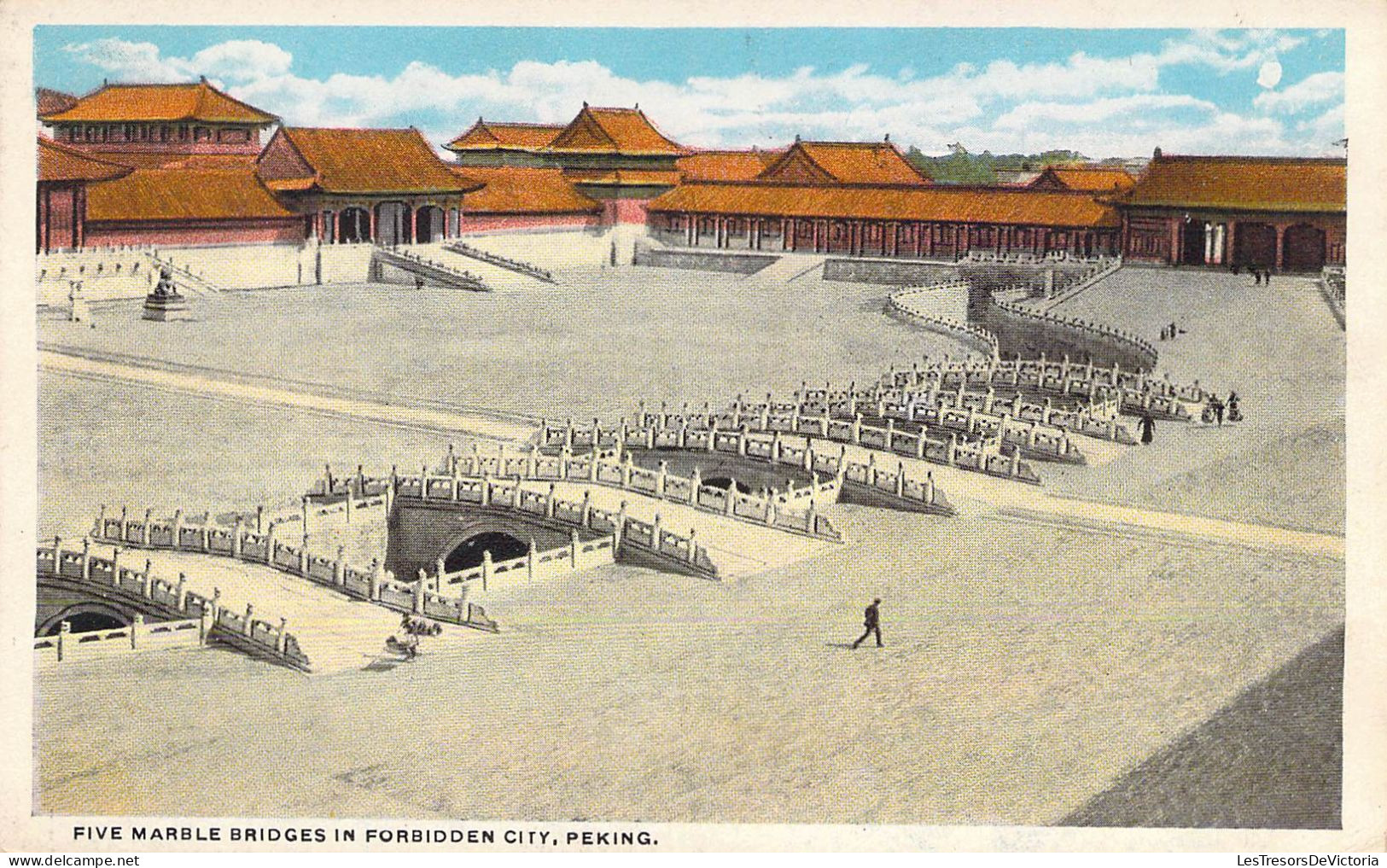 Chine - Five Marble Bridges In Forbidden City - Peking - Animé - Colorisé - Carte Postale Ancienne - Chine
