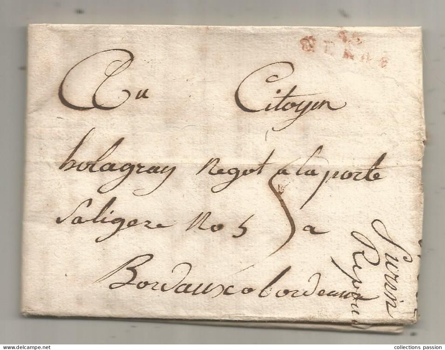 Lettre, Préphilatélie XVIII E Siècle, 1800, 2 Ventose An 8, 45, NERAC (rouge), 3 Scans - 1701-1800: Précurseurs XVIII