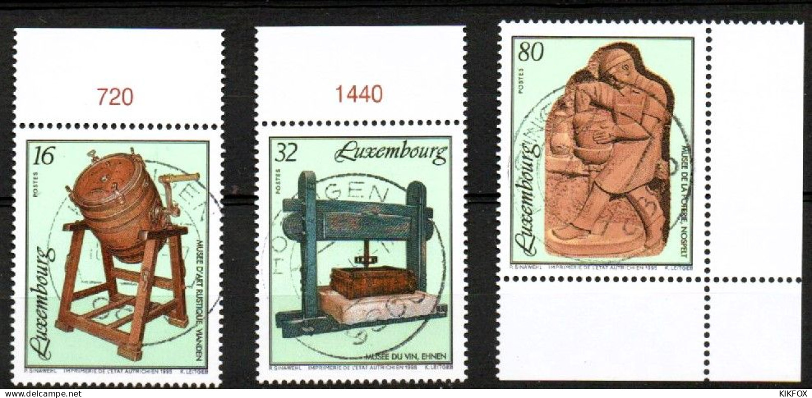 Luxembourg, Luxemburg, 1995,  Y&T 1327 - 1329,  MI 1377 - 1379, MUSEEN, MUSEES, GESTEMPELT,  Oblitéré - Oblitérés