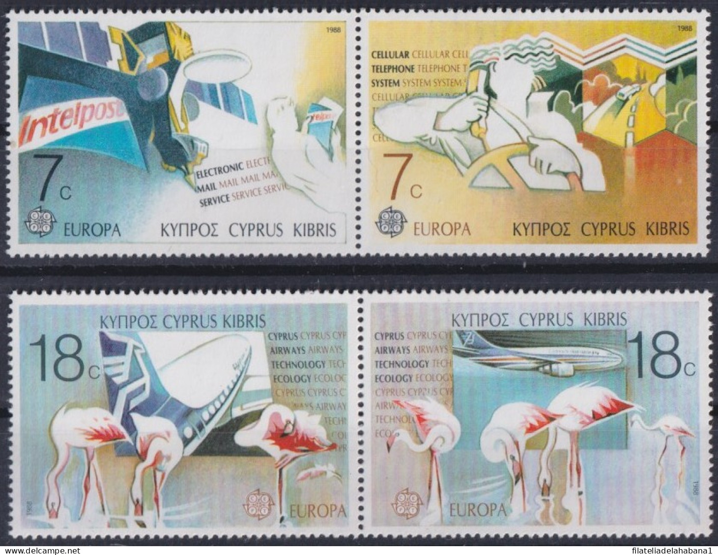 F-EX43316 CYPRUS CHIPRE MNH 1988 FAUNA INTELPOST FLAMINGO BIRD AVES PAJAROS. - Flamants