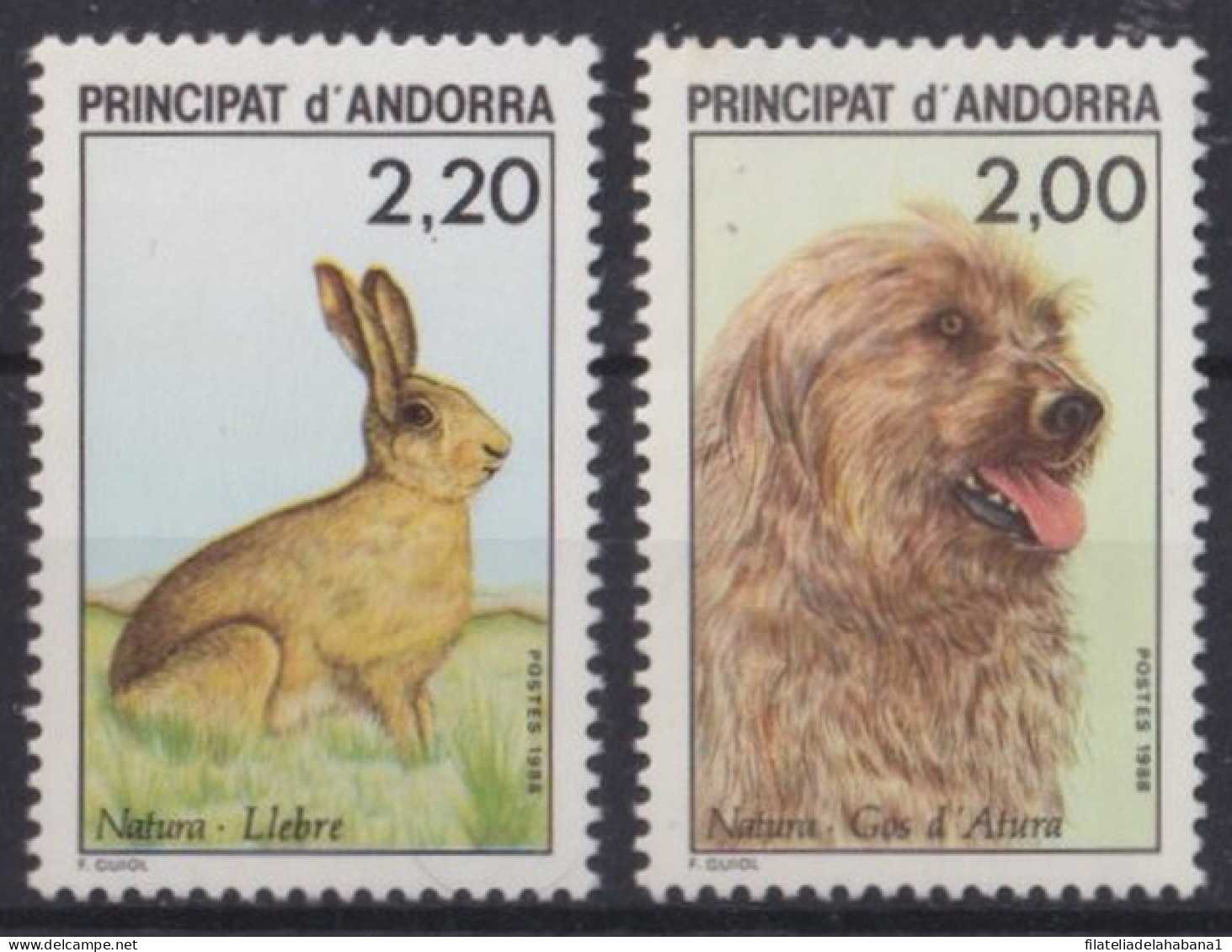 F-EX43297 ANDORRA MNH 1988 FAUNA NATURA DOG RABBIT PERROS  CONEJOS LIEBRES.  - Lapins