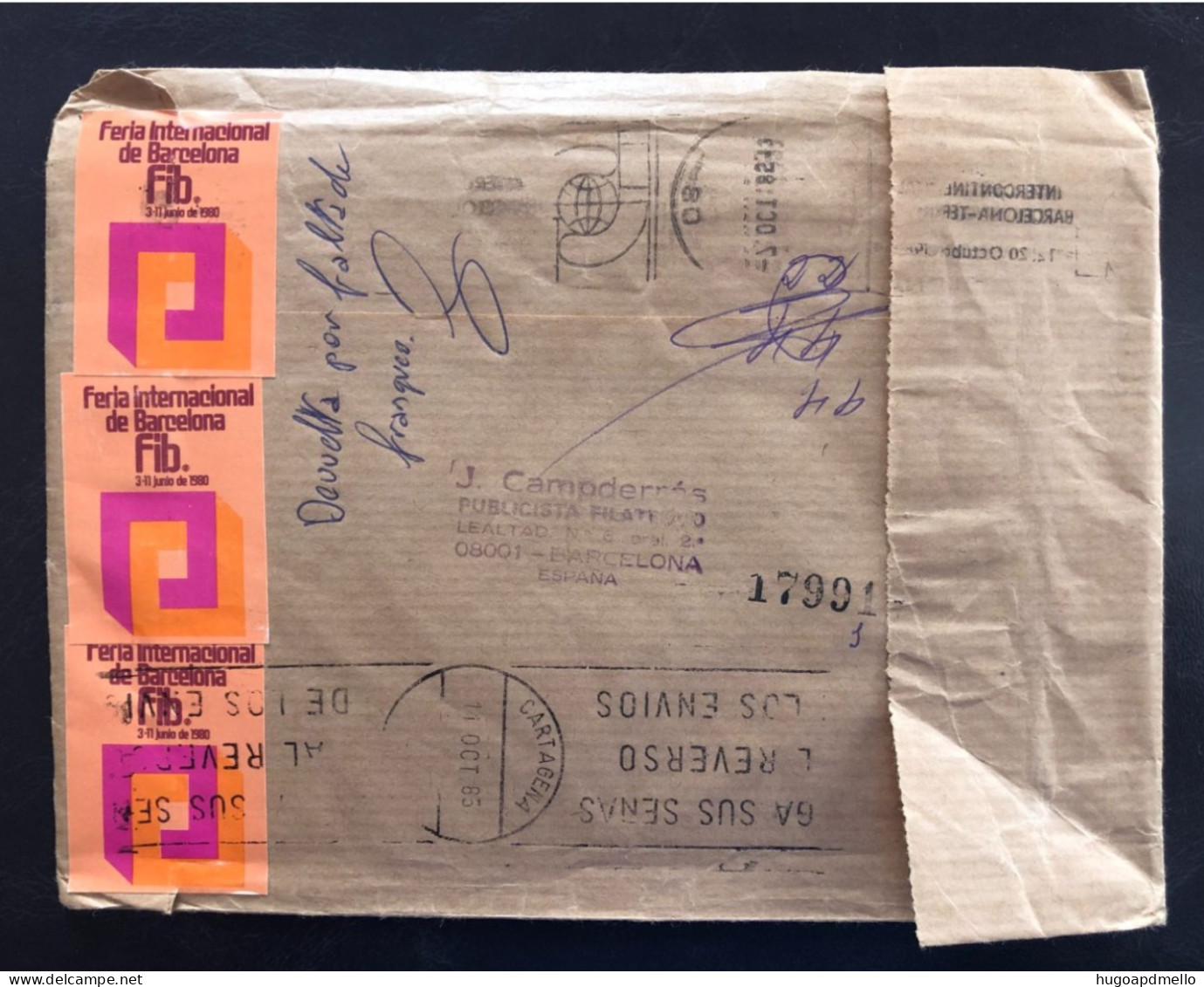 SPAIN, Cover With Special Cancellation, « HOCKEY », « III Copa Intercontinental Barcelona - Terrassa », Barcelona, 1985 - Hockey (sur Gazon)