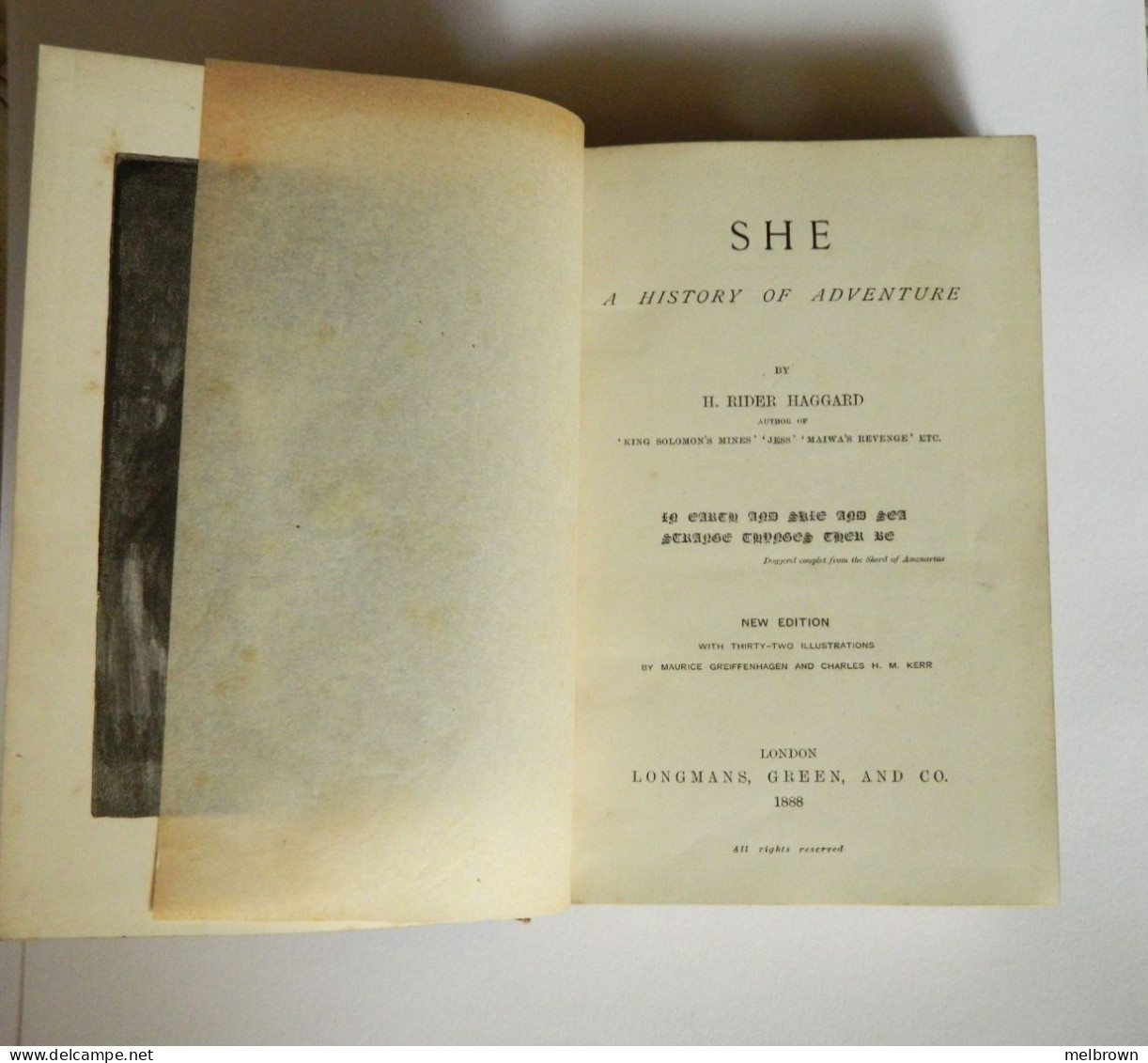 'SHE' A History of Adventure by H. Rider Haggard 1888 Rare New Edition