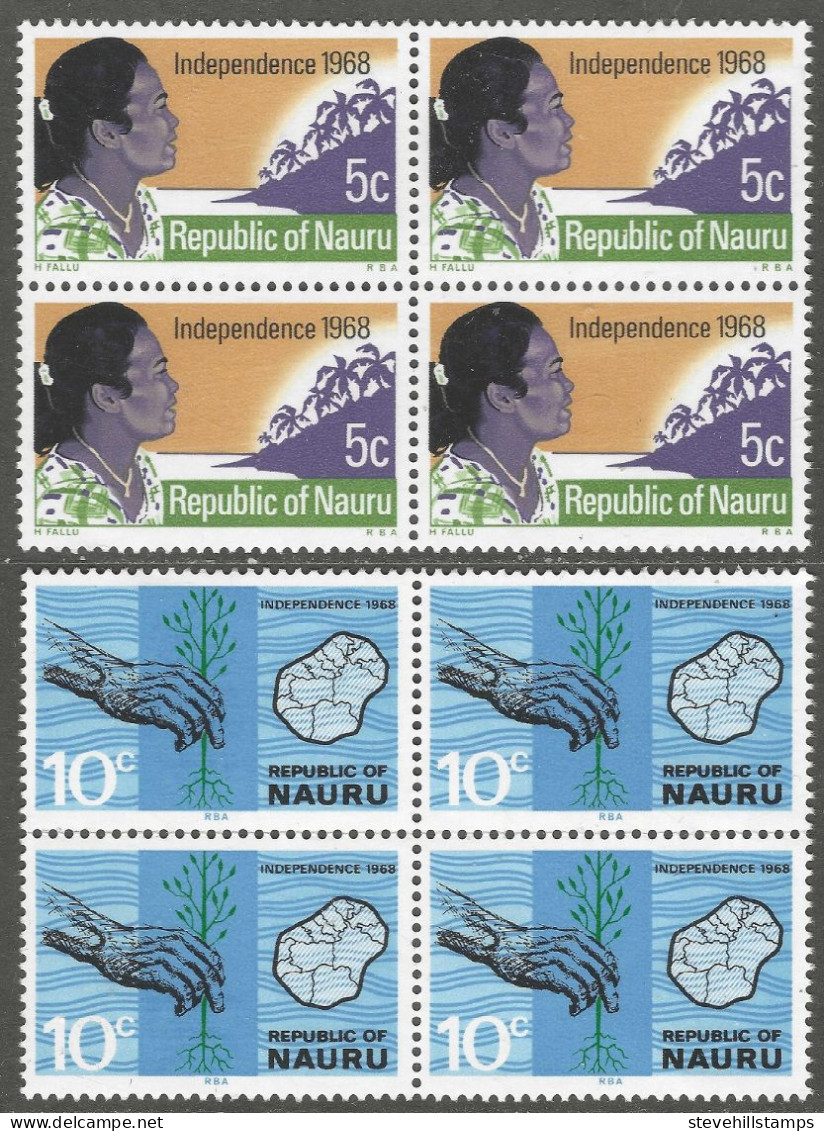 Nauru. 1968 Independence. MH Complete Set As Block Of 4. SG 94-95 - Nauru