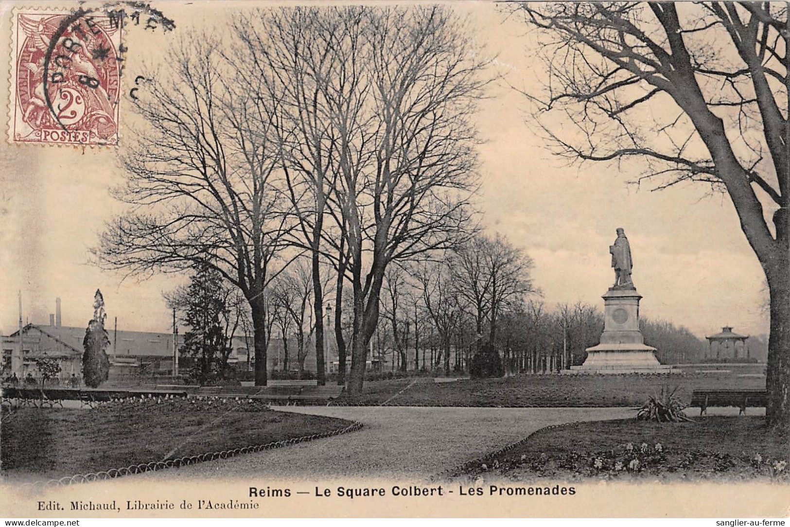 CPA 51 REIMS / LE SQUARE COLBERT / LES PROMENADES / Cpa émail - Reims