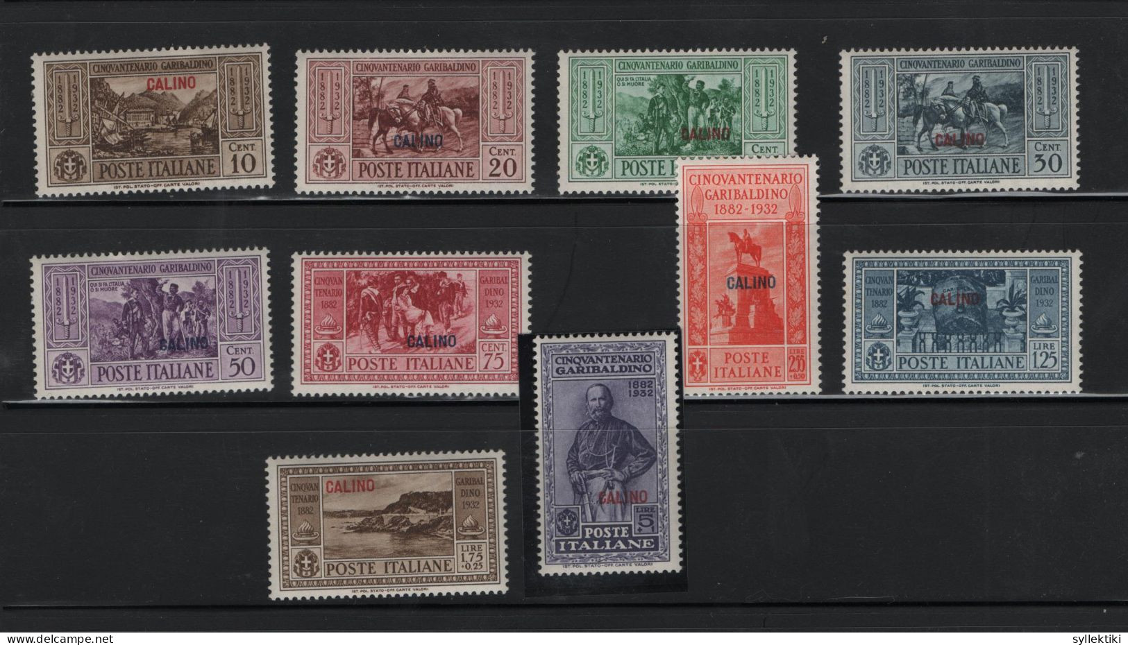 GREECE 1932 DODECANESE GARIBALDI ISSUE CALINO OVERPRINT COMPLETE SET MNH STAMPS   HELLAS No 108III - 117III AND VALUE E - Dodekanisos