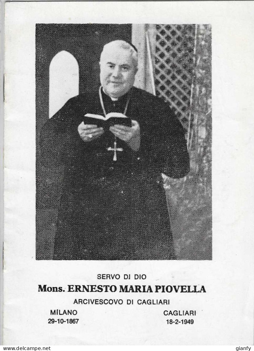 MONSIGNOR ERNESTO MARIA PIOVELLA SERVO DI DIO ARCIVESCOVO DI CAGLIARI 1979 SARDEGNA - Gesellschaft, Wirtschaft, Politik