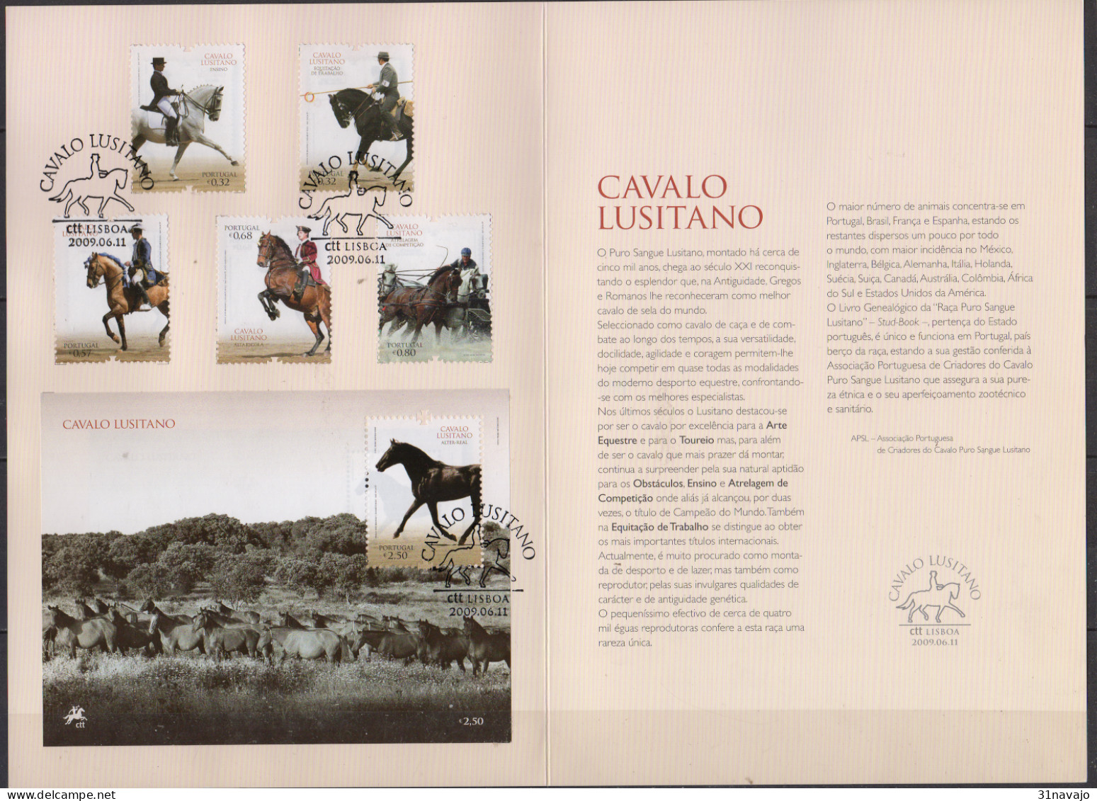 PORTUGAL - Le Cheval Lusitanien - Cartas & Documentos