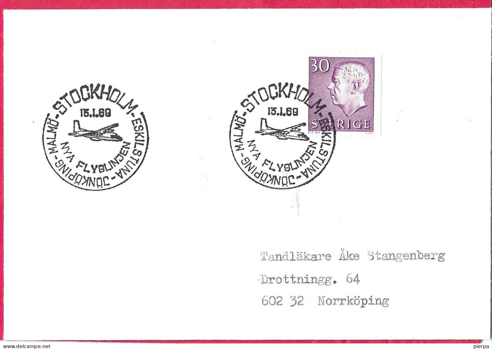 SVERIGE - FIRST NIGHT FLIGHT STOCKHOLM/GOTEBORG/STOCKHOLM *1.4.1968* ON COVER - Brieven En Documenten