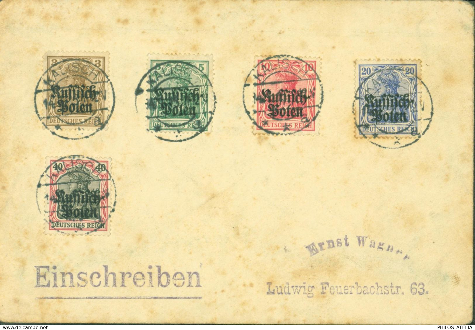 Pologne Occupation Allemande 1915 YT N° 1 à 5 CAD Kalisch 14 9 1915 Kalisz - Briefe U. Dokumente