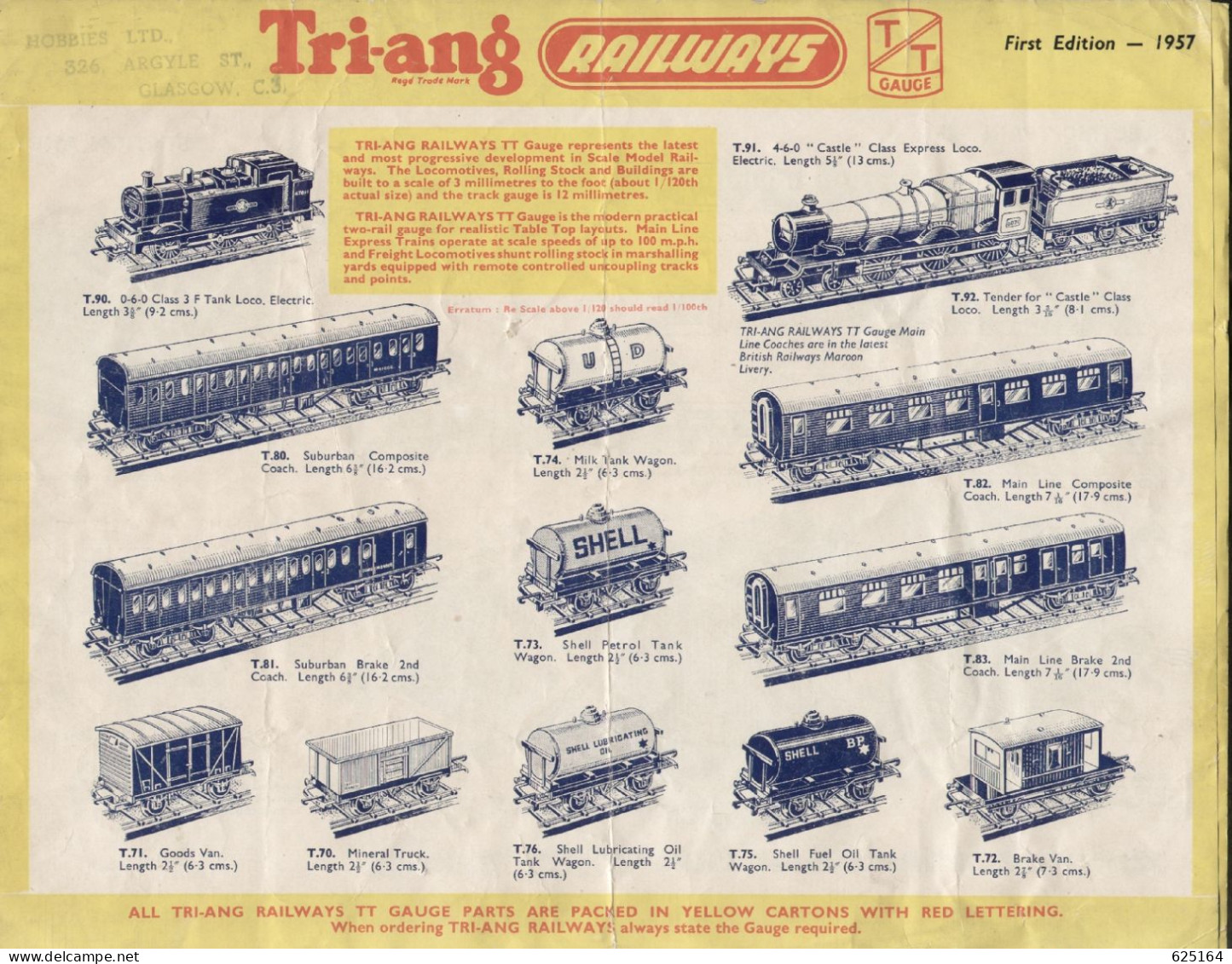 Catalogue TRI-ANG 1957 RAILWAYS TT GAUGE FIRST EDITION - Anglais