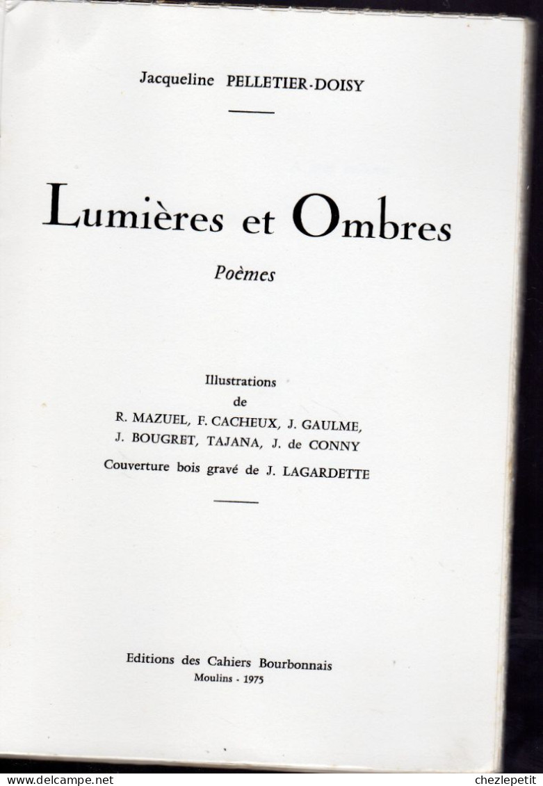LUMIERES ET OMBRES Poèmes Jacqueline Pelletier Doisy 1975 - French Authors