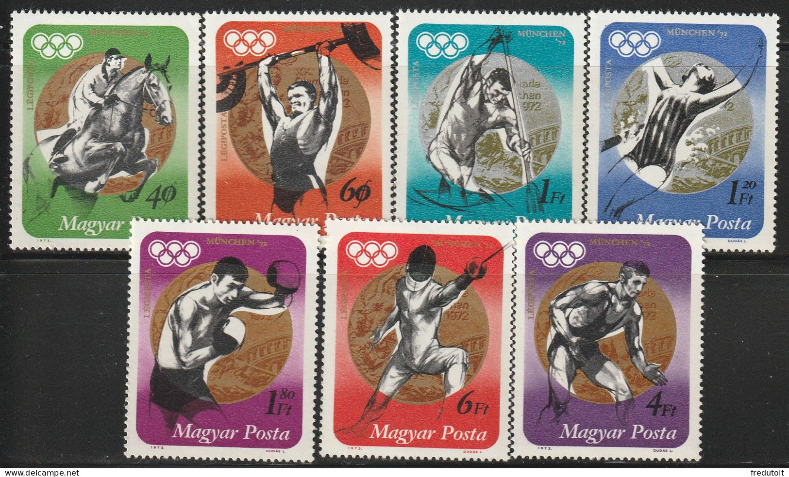 HONGRIE - Poste Aérienne N°353/9 ** (1973) Médailles Olympiques - Ongebruikt