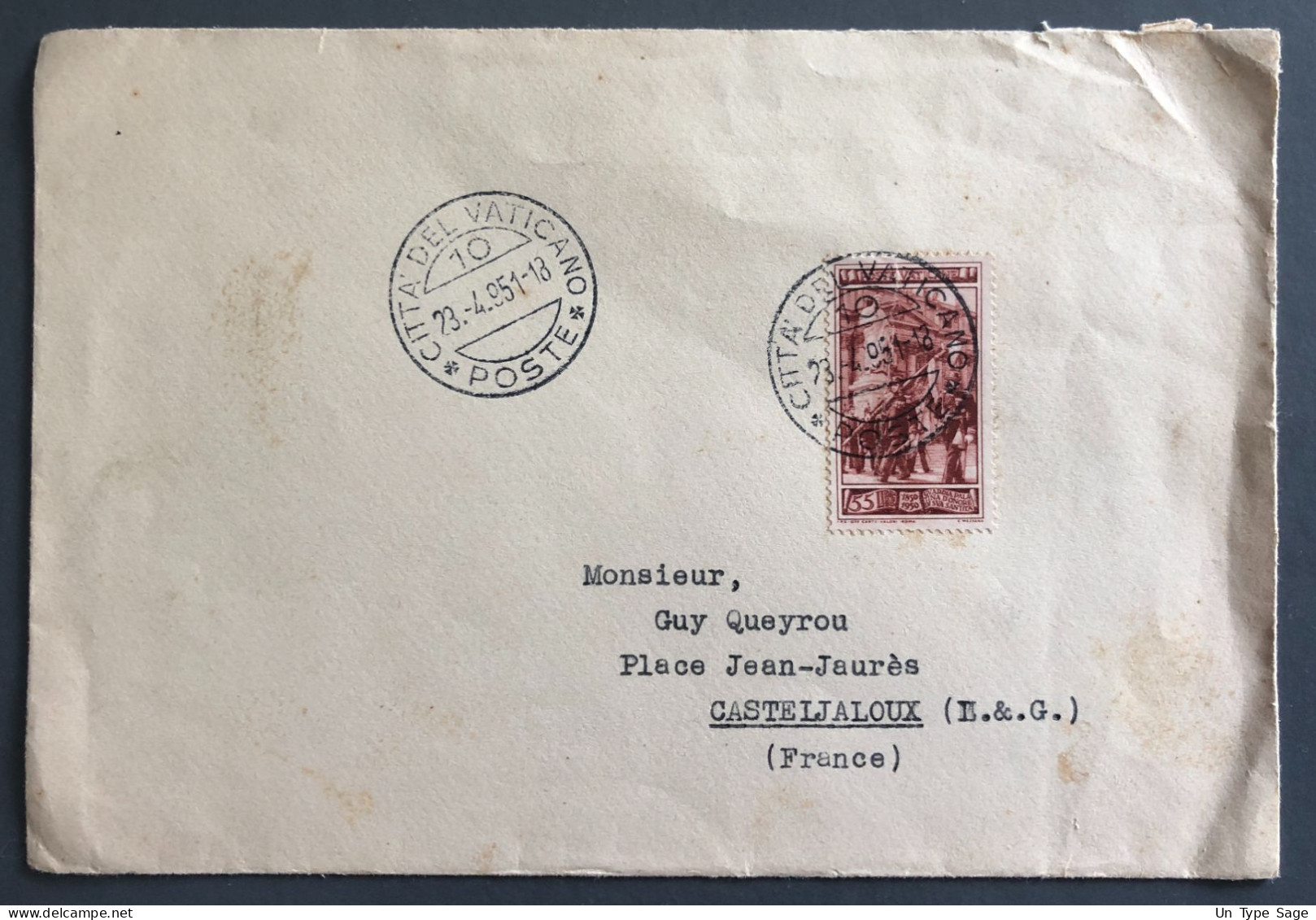 Vatican, Divers Sur Enveloppe 23.4.1951 Pour La France - (A1024) - Storia Postale